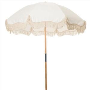 200cm High Quality Wooden Beach Umbrella with Tassels