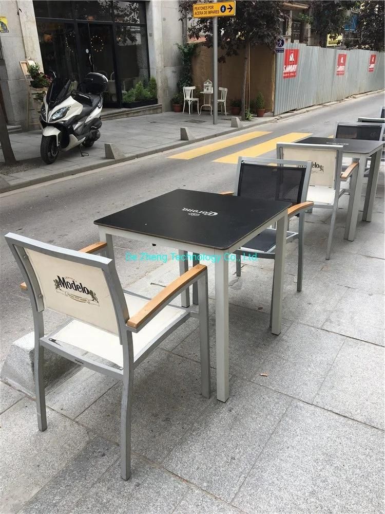 Industry Outdoor Quick Dry Mesh Garden Chair Restaurant Wood Armrest Modern Dining Chair