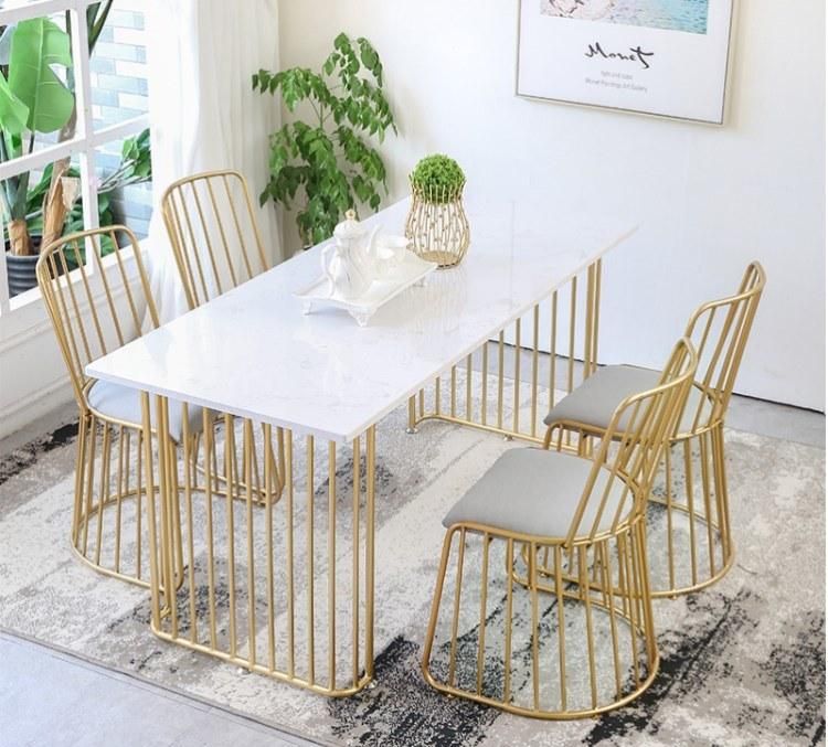 Luxury Beauty Salon Metal Rose Gold Wire Chair Durable Wrought Iron Garden Event Wedding Dining Chair