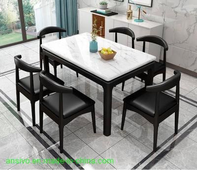 Living Room Tabletop Marble Factory Direct Sale Walnut Color Dining Room Rectangle Wood Table