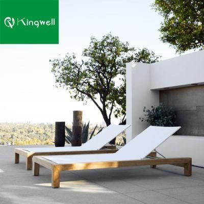 Luxury Leisure Simple Wholesale Customized Patio Wooden Furniture Teak Wood Sun Lounger Used on Outdoor Garden