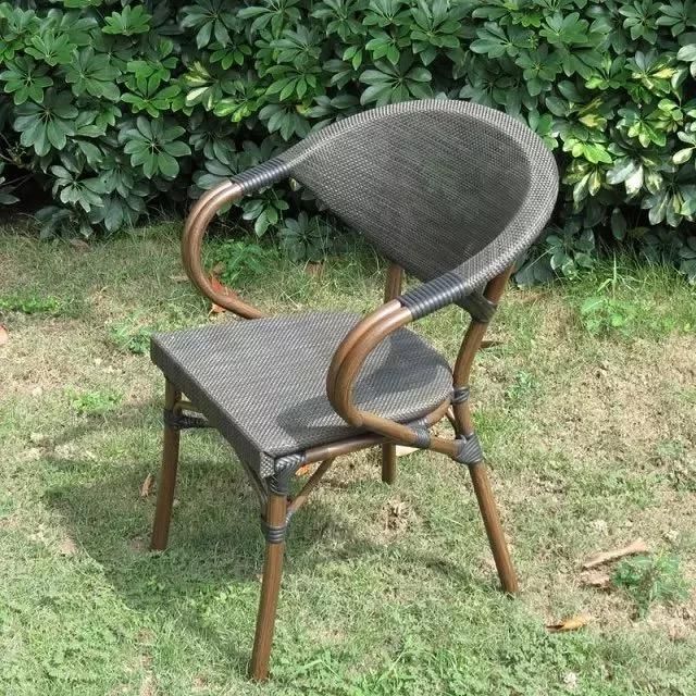 Textilene Aluminum Frame Plastic Rattan Outdoor Stackable Dining Chair