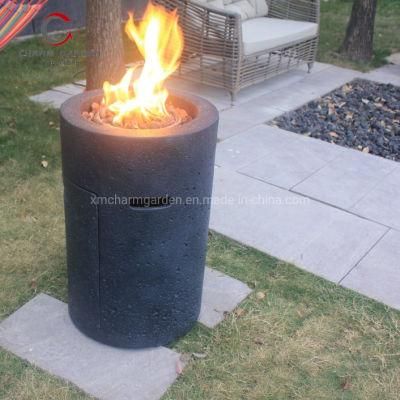 Outdoor Concrete Gas Fire Table, Fire Pit Table in Column Shape