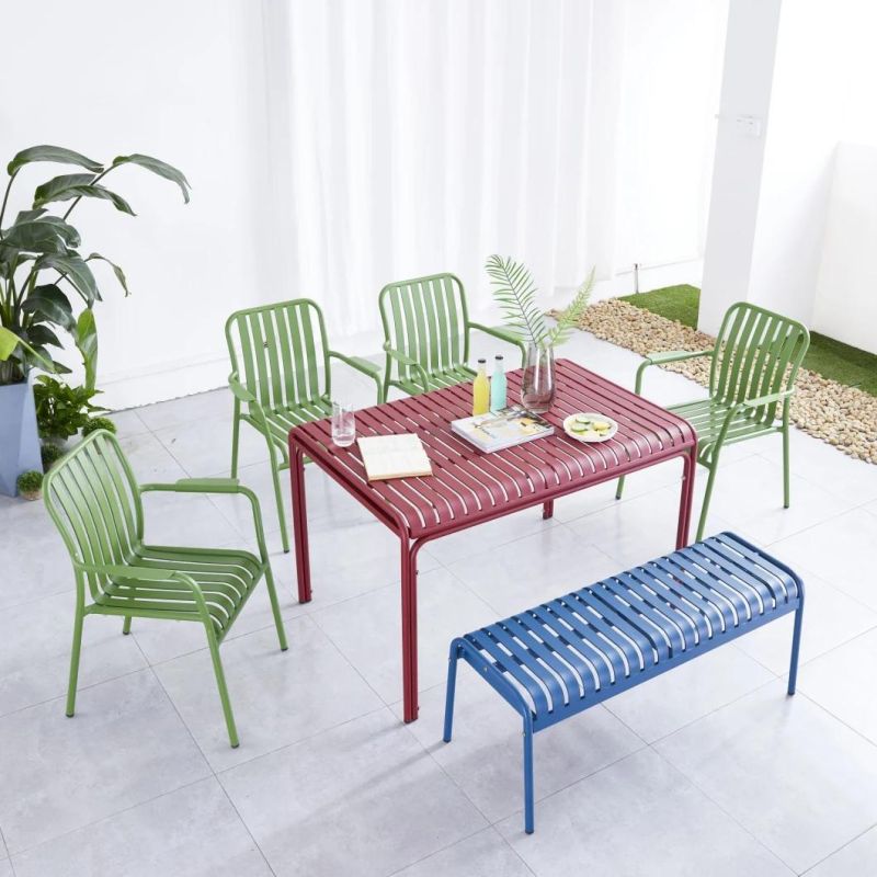 Metal Frame Garden Chair Stacking Aluminum Dining Meeting Chair Restaurant Bench
