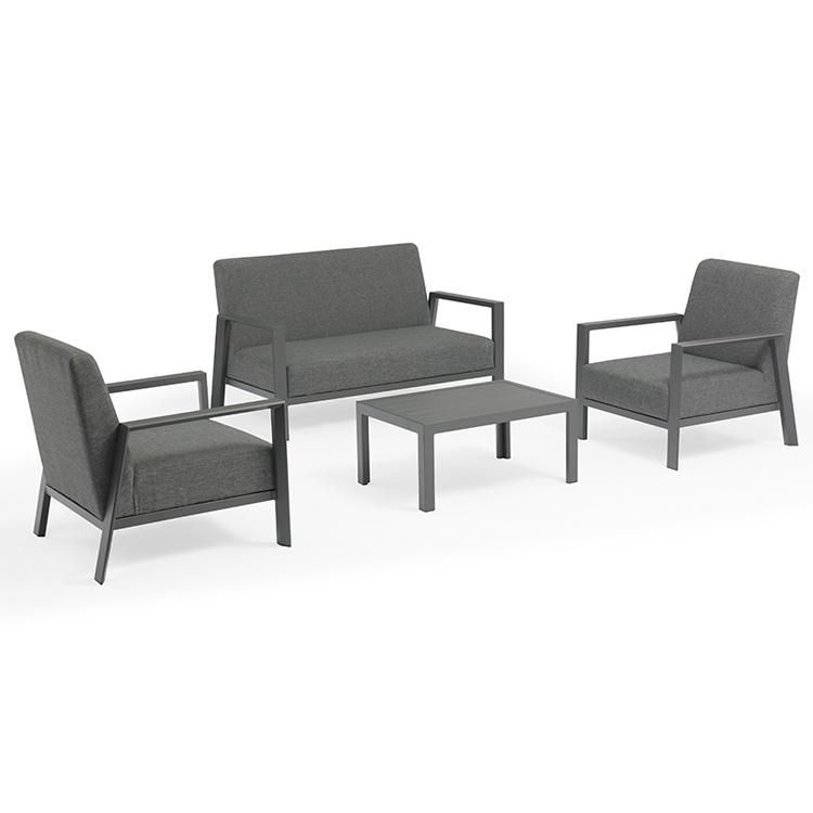 Leisure Weather Resistant Grey Color Garden Sofa Set Aluminum Outdoor Furniture for Hotel