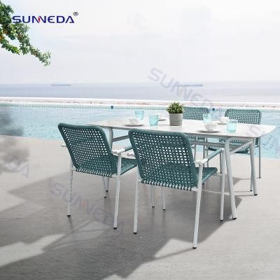 Modern Webbing Aluminum Dining Set Poolside Dining Chair