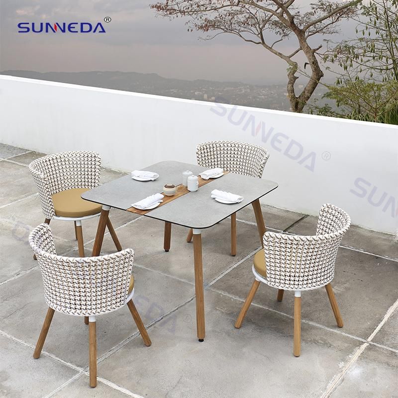 Villa Luxury Dining Table Chair Set Webbing Outdoor Chair