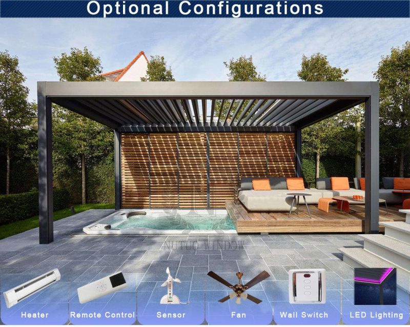 Motorized Roof Blades Sunshade Aluminum Waterproof Gazebo