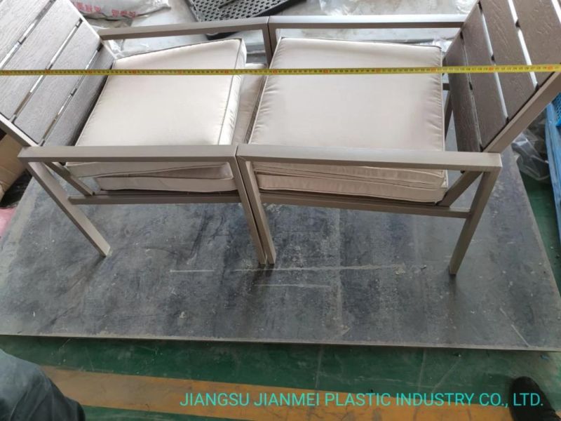 3 Colors PE Steel Wooden Look Patio Brown Coffee Sets 1+1 in Converstation Set for Dining Table Set Hotel Outdoor Used in Sun Lounger