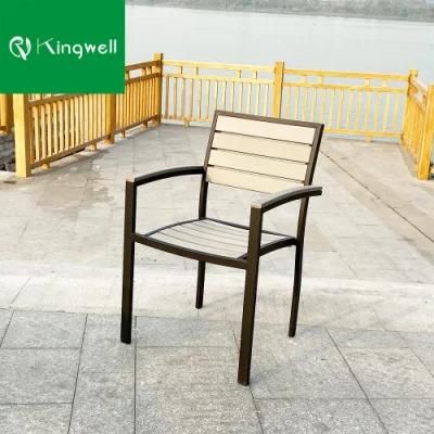 Outdoor Cheap Price Plastic Wood Armchair with Extendable Dining Table