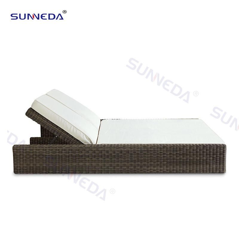 Rattan Aluminum Leisure Lounge Double Seat Garden Daybed
