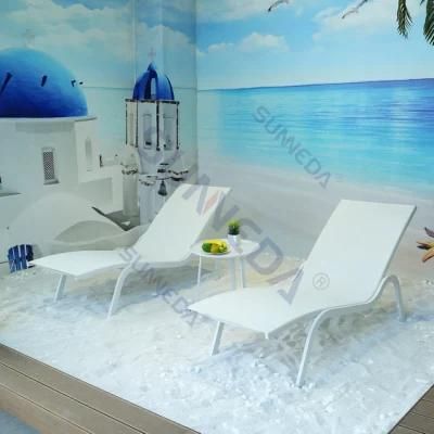 Beach Leisure Textilene Aluminum Outdoor Furniture Single Reclining Chair Sun Lounger