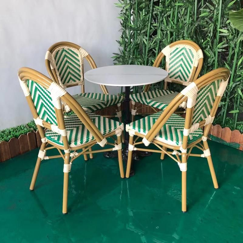 French Bistro Outdoor Garden Patio Furniture Rattan Chair Restaurant Furniture