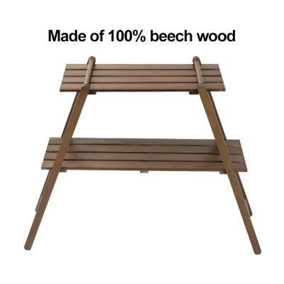 2021 New Design Two Layers Light Wooden Folding Table