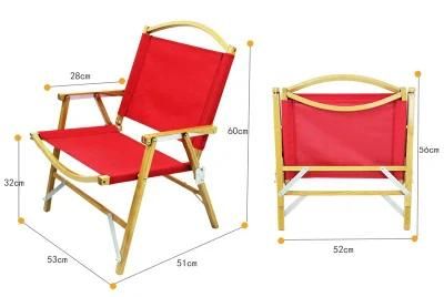 Leisure Recliner Wooden Canvas Foldable Dining Wood Chair with Armrest