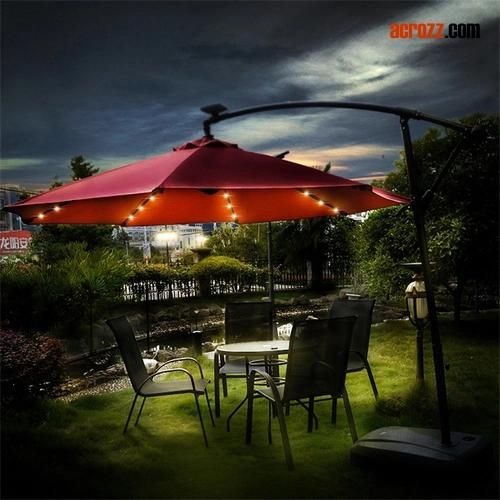 Outdoor Garden Patio Beach LED Light Parasol Umbrella