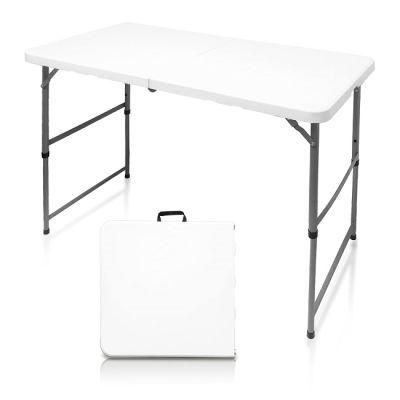 4FT Outdoor Camping White Lightweight Plastic Height Adjustable Folding Tables