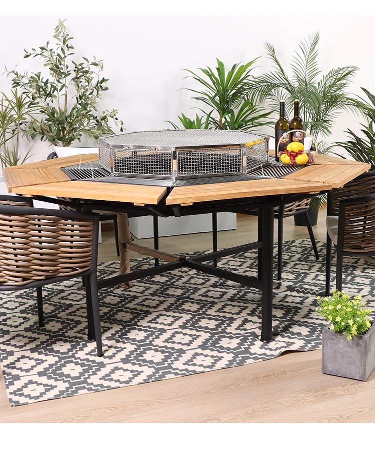 Rattan + Aluminium Simple Foshan Hotel Furniture Garden Dining Set