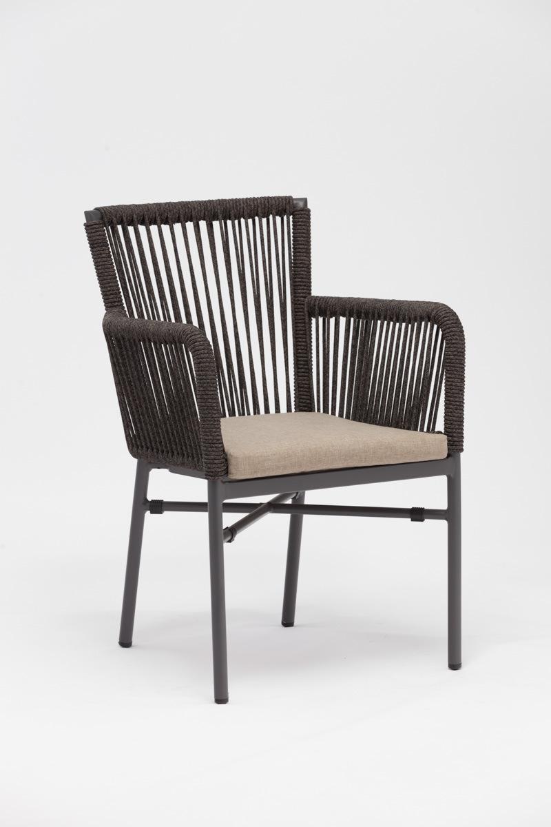 Weather-Resistant Powdercoated Aluminum Rope Chair for Garden