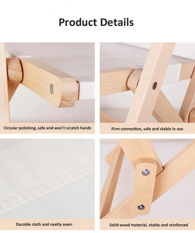 Wooden Outdoor with Polyester Fabric Folding Beach Chair