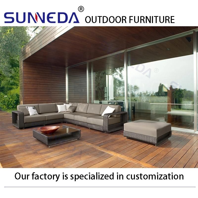 Outdoor Garden Full Aluminum Frame Rattan Wicker Table and Chair Sofa Combination