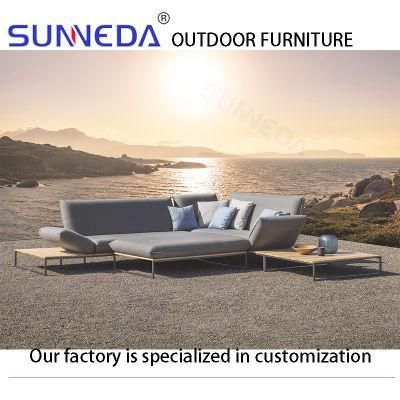 Elegance Modern Outdoor Furniture Leisure Aluminum Teak Wood Garden Sofa