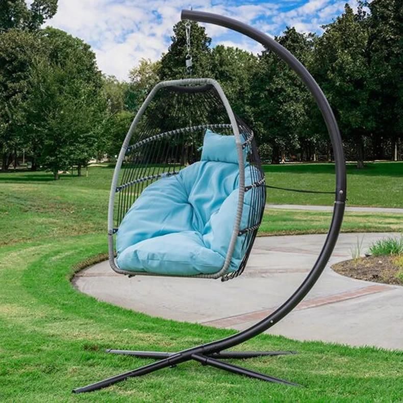 Modern Rattan Hanging Swing Chair with Stand