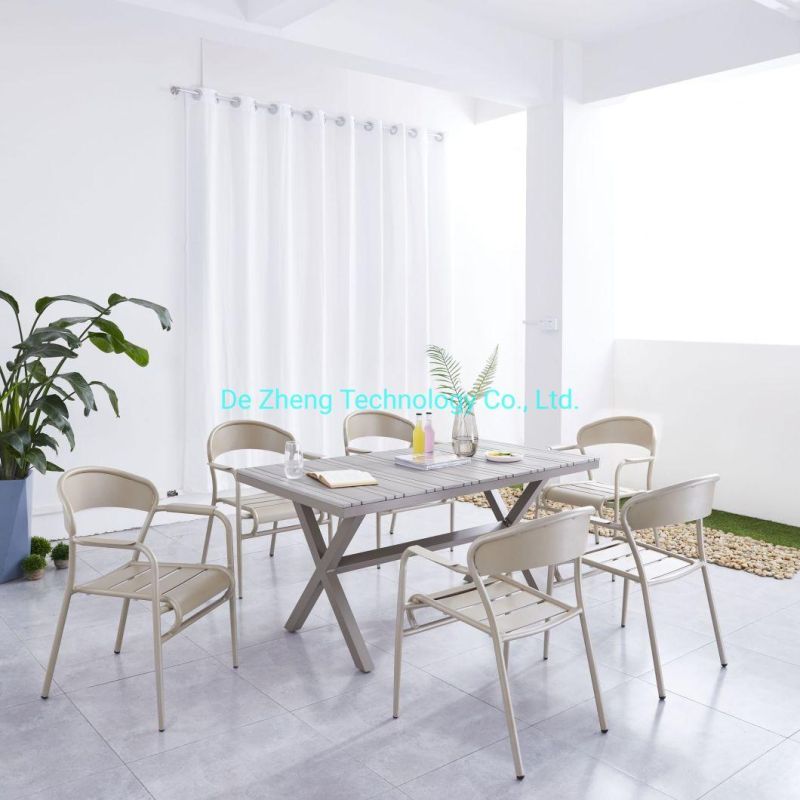Best Selling Rectangle Outdoor Table and Chairs with Plastic Wood for Restaurant Hote