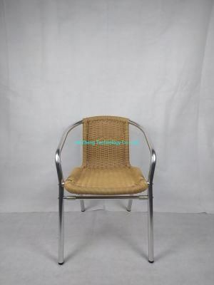 Commercial Outdoor Bistro Restaurant Chair Aluminium Slat Heavy Duty Garden Rattan Bar Chair