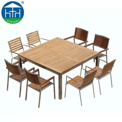 Outdoor Import Teak Wood Dining Table and Chair Set