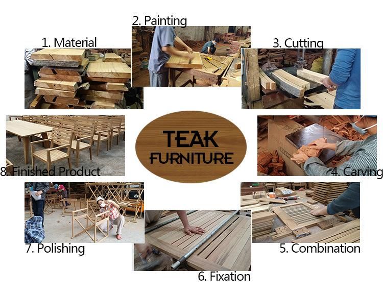 Outdoor Teak Furniture Rectangular Dining Wooden Table for Garden