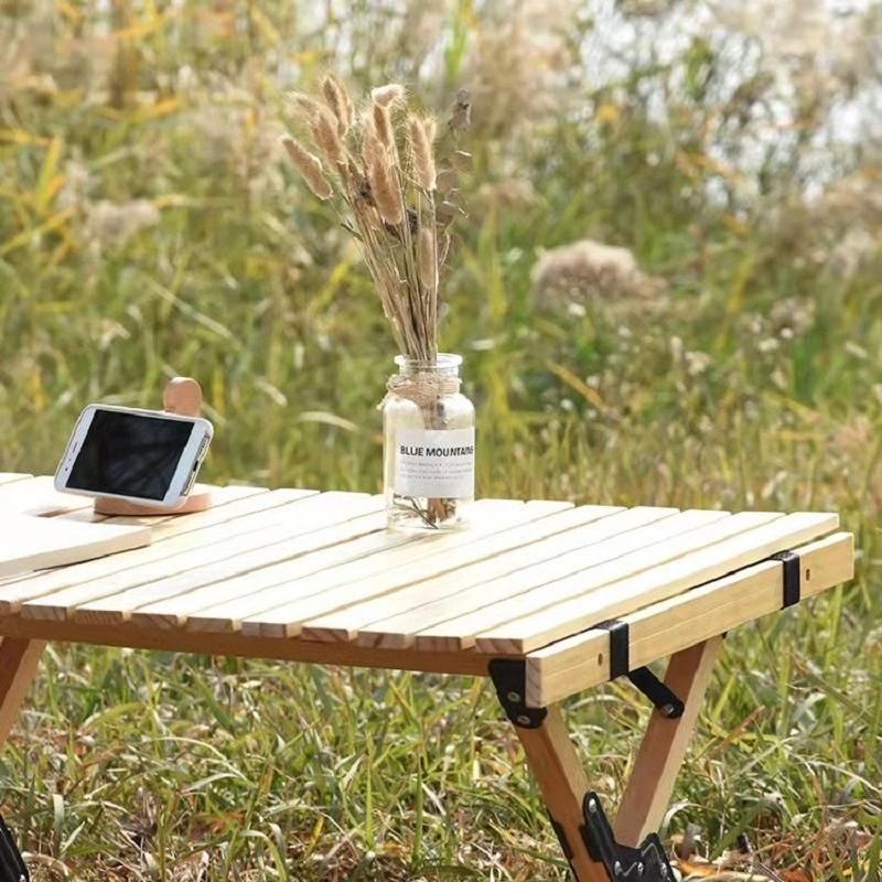 Simple Outdoor Furniture Garden Seaside Camping Folding Easy to Carry Solid Wood Table