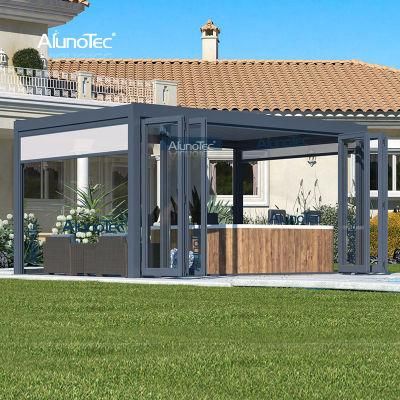 AlunoTec Waterproof Outdoor Garden Bioclimatic Aluminum Pergola Gazebo Pergolas Kit Installation with Louvers