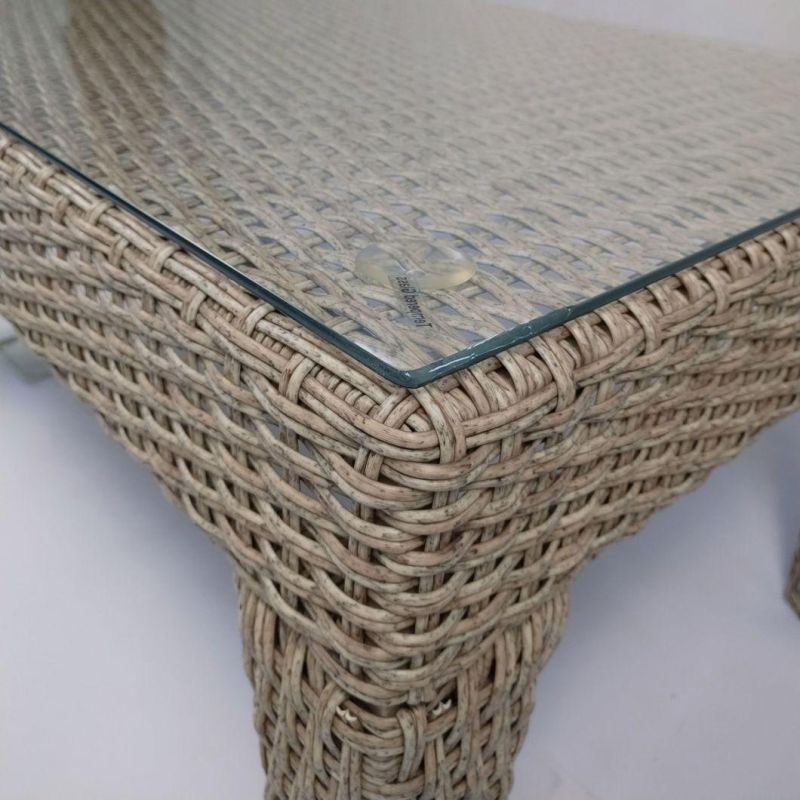 Hot Sale Modern Outdoor Aluminum Frame Sea Grass Color PE Rattan Sofa Set
