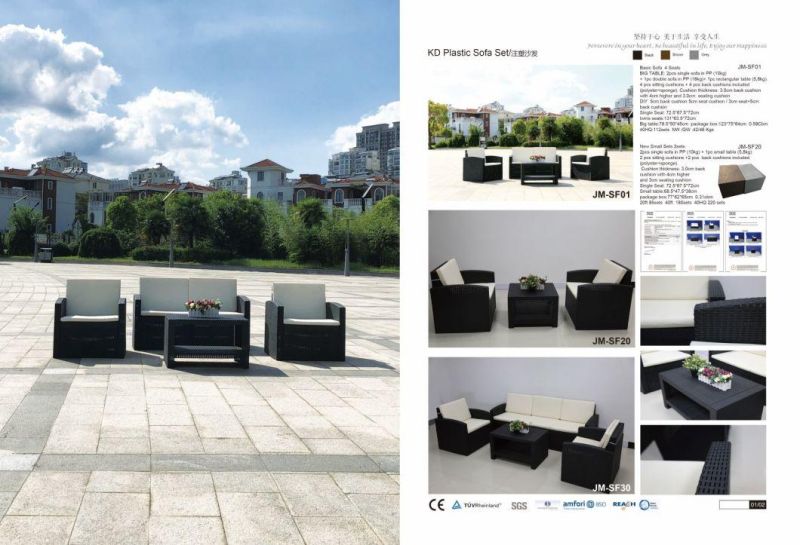 5 Seat PP Injection Resin Rattan Sofa Sets