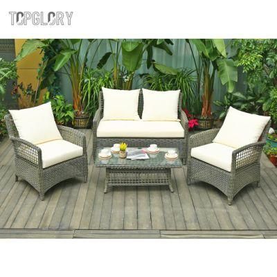 Wholesale Outdoor Rattan Wicker Sofa with Cushion Patio Coffee Table Furniture