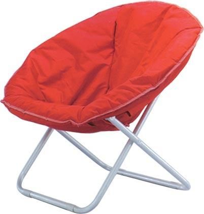 Large Faux Fur Folding Moon Chair, Lightweight Construction and Oversize Comfy Padded Cushion, Red Coordinates Furniture for Children and Adults, Outdoor Sofa