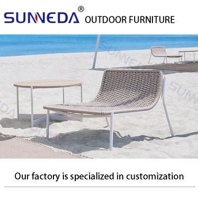 Luxury Modern Braid Round Rope Ribbon Beach Sunbed Chaise Chair