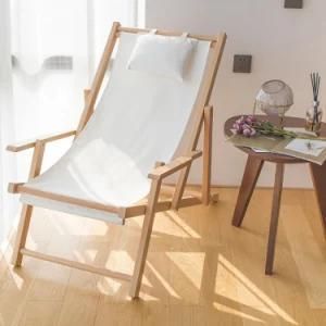 Custom Portable Foldable Beach Chair Outdoor Furniture Wooden Beach Chair Canvas Beach Chair