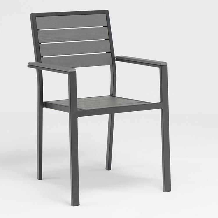 Black Ultralight Stackable Patio Café Outdoor Aluminum Chair