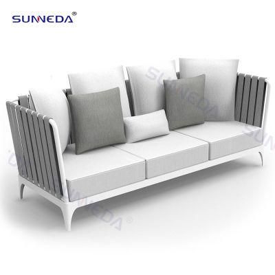 Aluminum Frame Outdoor Porch Chairs with Screen Printing Glass of Coffee Table