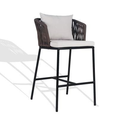 Leisure Metal Frame Rope Weaving Bistro Bar Chair Outdoor Furniture