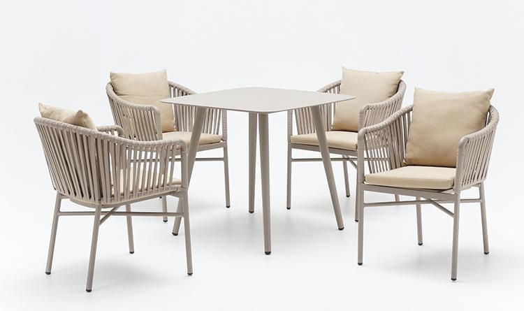 4 Seaters Restaurant Outdoor Rope Aluminum Table and Chair Set