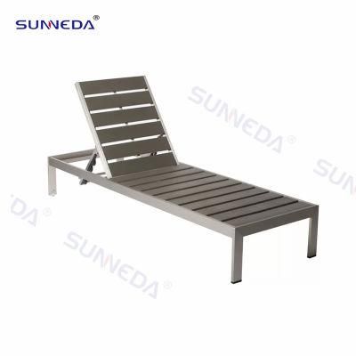 Nordic Style Popular Waterproof Plastic Wood Terrace Wholesale Outdoor Sunlounge