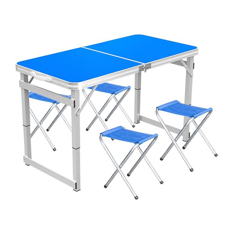 Height Adjustable Folding Table with 4 Folding Chairs