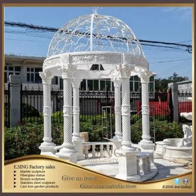 Hand Carved Natural Stone Large Outdoor Garden Stone Pavilion Marble Gazebo for Sale