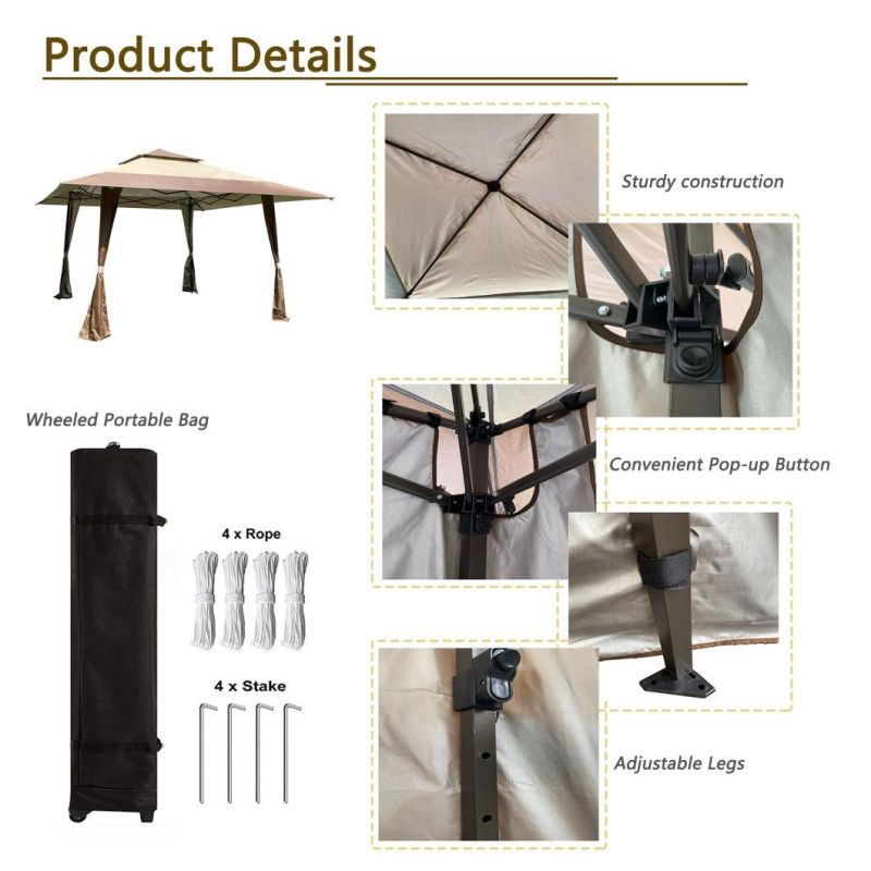Outdoor 13X13FT Canopy Patio Gazebo Tent for Party Camping