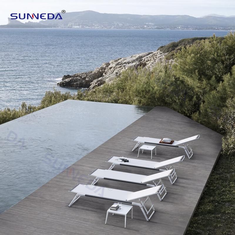 Pool Sun Lounge with Waterproof Teslin Mesh and Stackable Structure