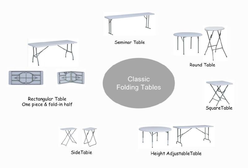 6FT Rectangle Plastic Folding Seminar Table with Metal Legs for Indoor/Outdoor
