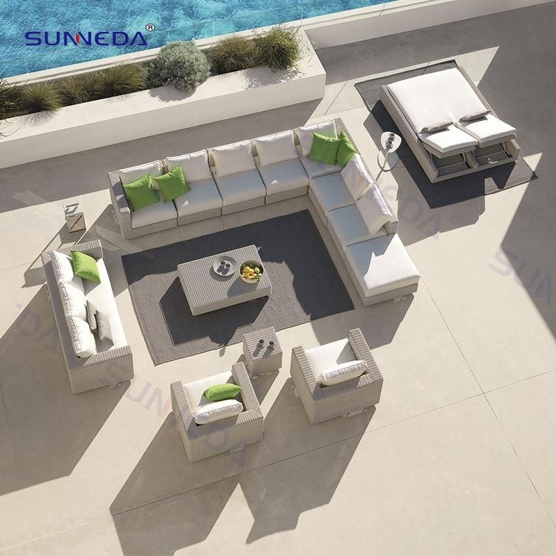 Hot Sale Commercial Patio Beach Pool Double Lounger Outdoor Furniture Set